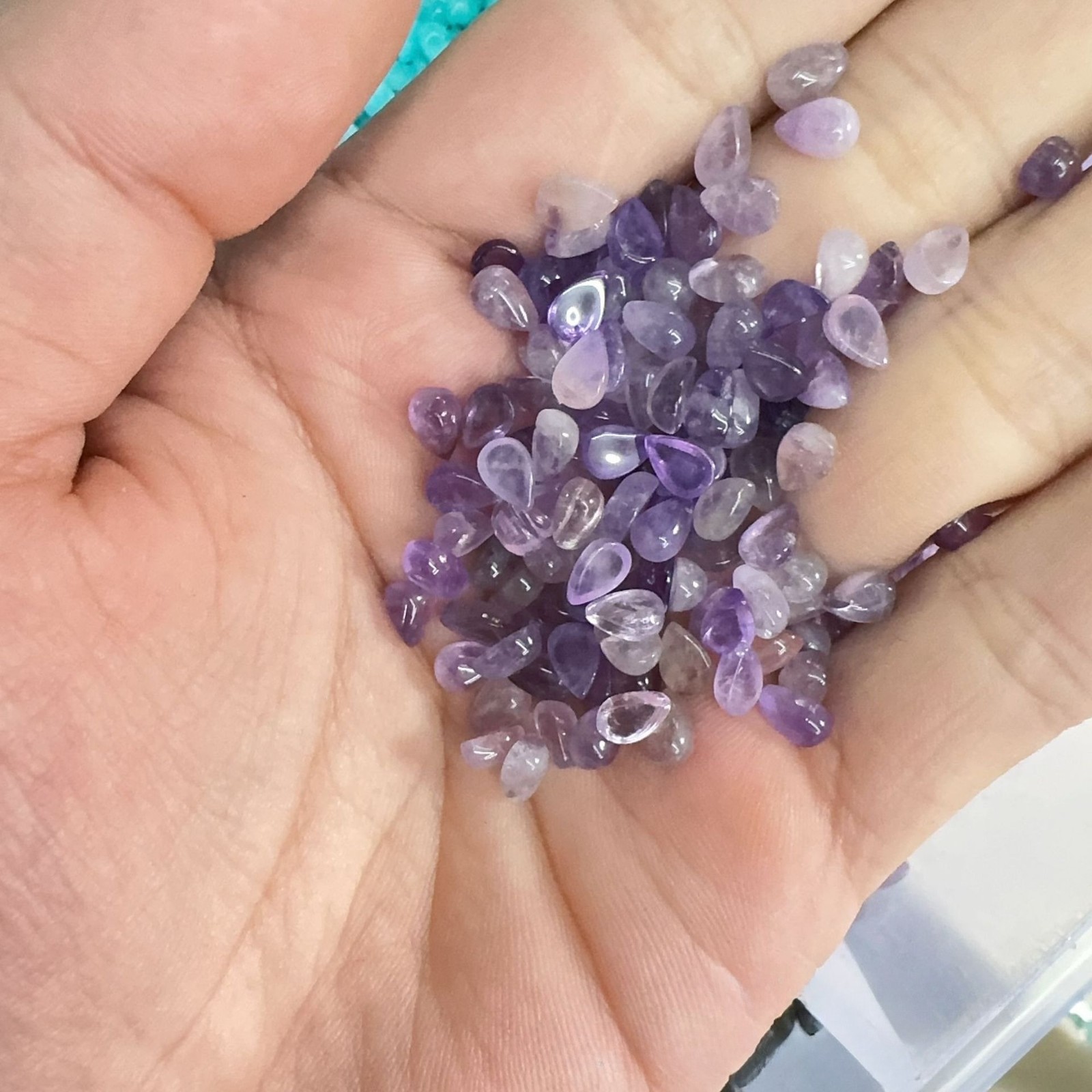 500pcs 4x6mm Natural Amethyst Stone Teardrop CAB CABOCHON DIY Jewelry No Hole