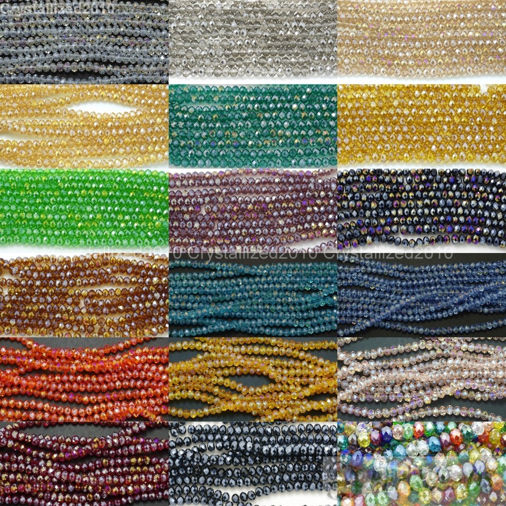100Pcs Top Quality Czech Crystal Faceted Rondelle Spacer Beads 3mm x 4mm Pick