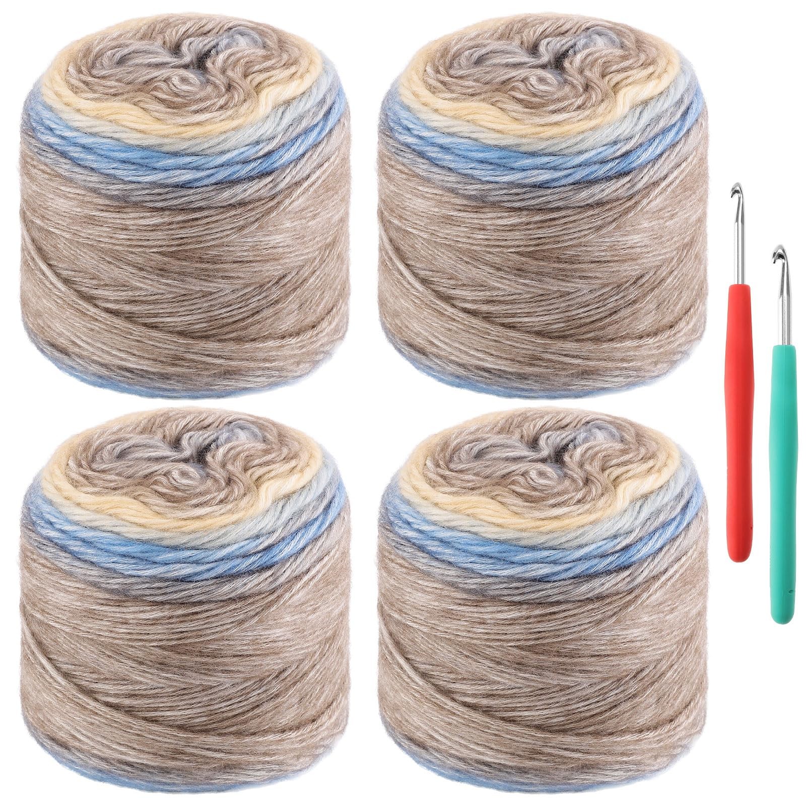 WSICSE Fairyland Yarn for Crocheting, 4 Skeins of 100g/3.52oz Gradient Soft Cott