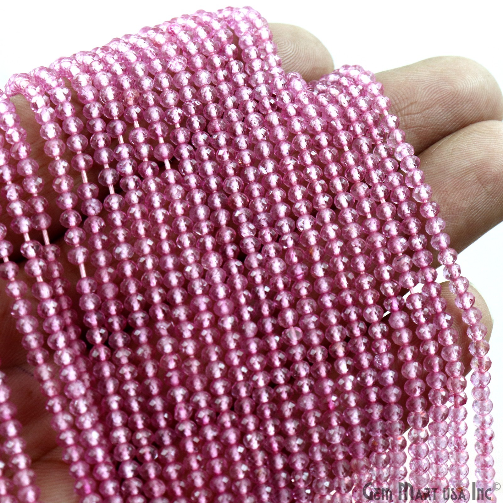 Natural Rondelle Beads, 100% Natural Gem Strand, Faceted, 3-4mm, 12 Inch