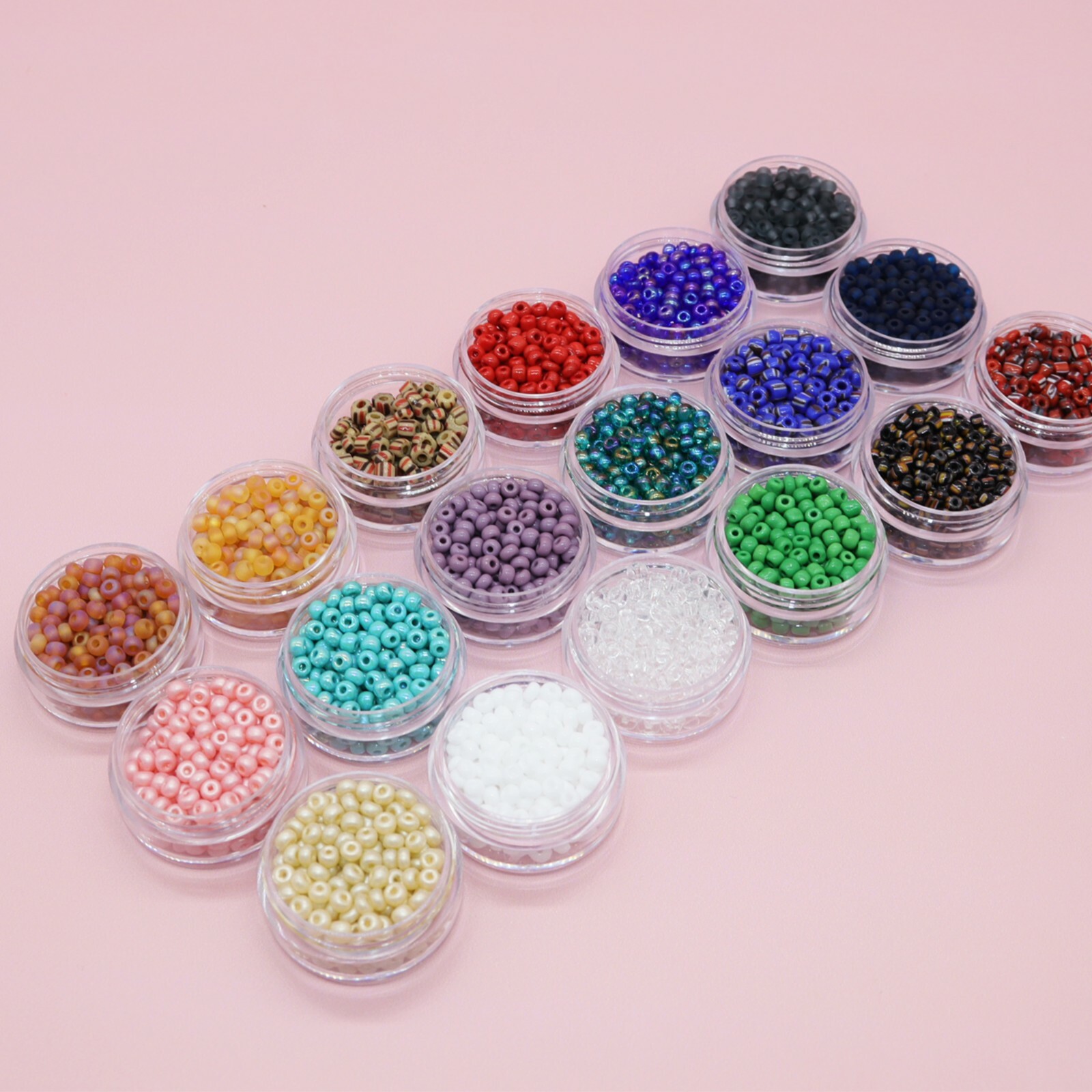 Fun-Weevz 6/0 Glass Seed Beads for Jewelry 18 Colors Glass Mini Beads for Adults