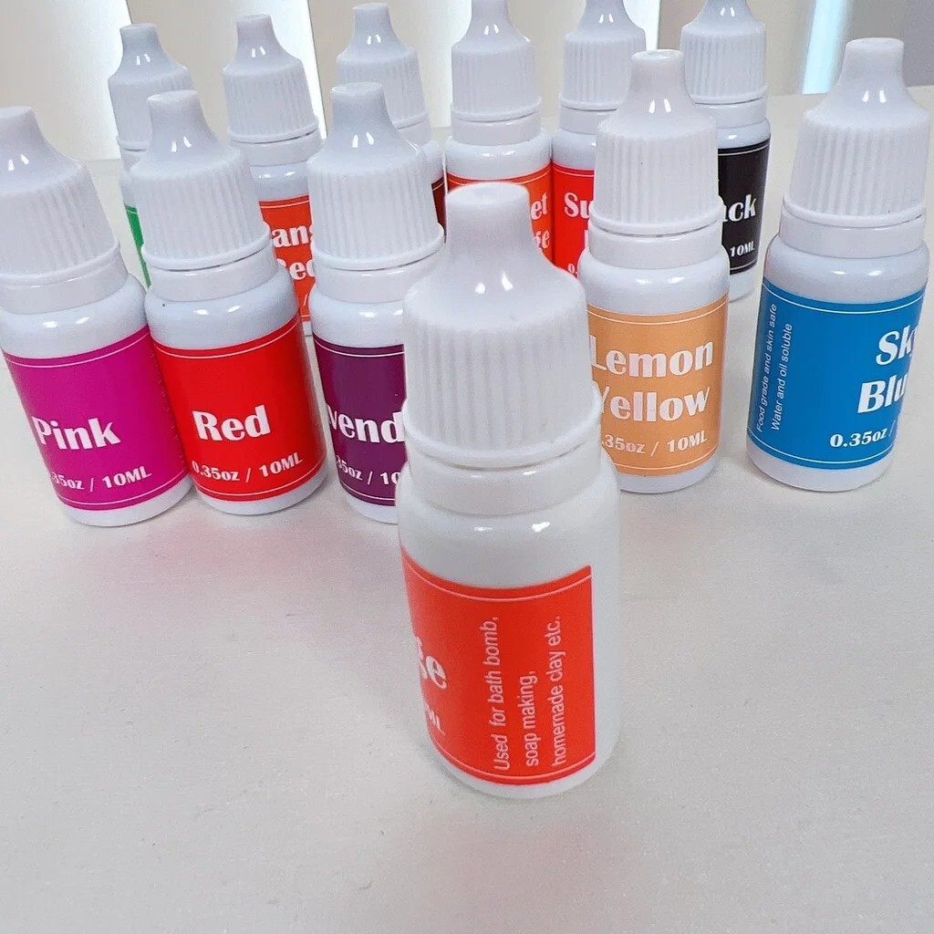 12 Colors Liquid Dye Colorant Set for Soap Bath Bomb Making Food Grade Skin Safe