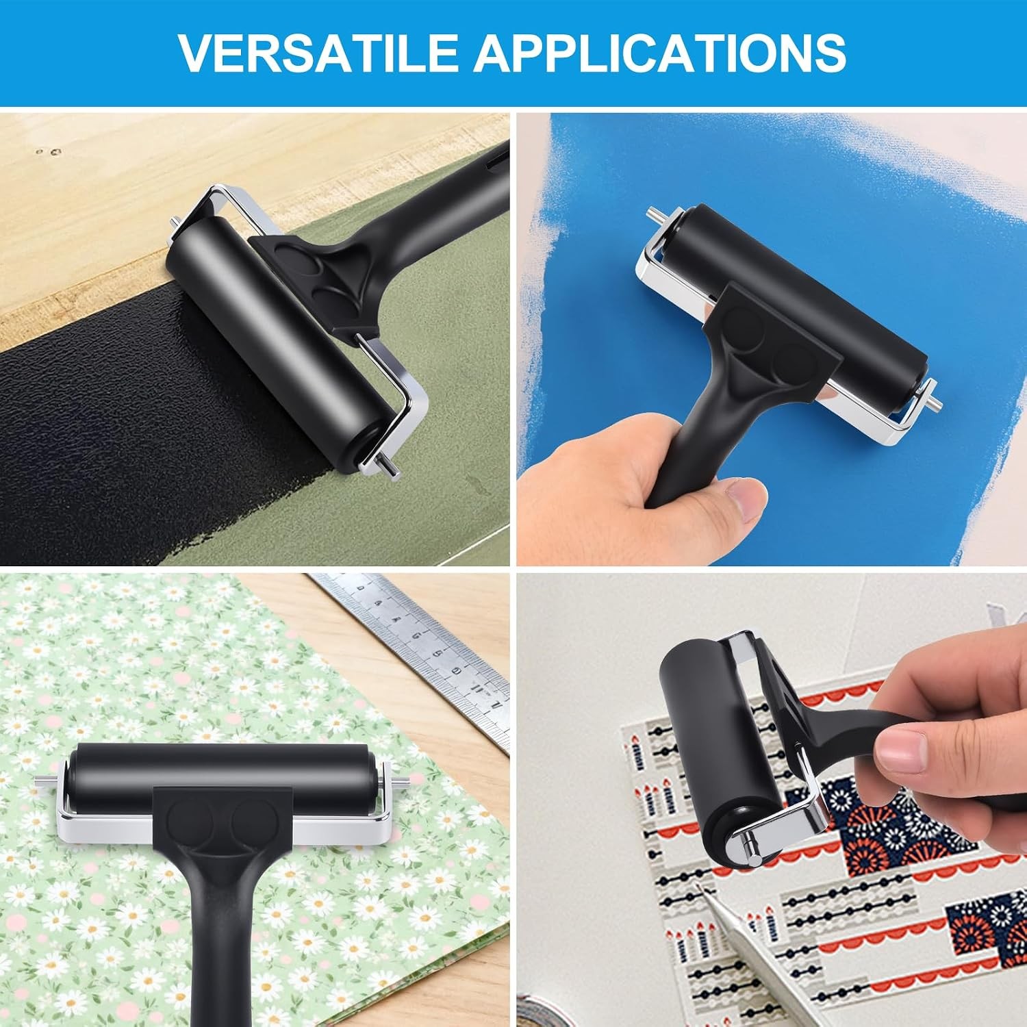 2 Pcs Hard Rubber Brayer Rollers 4 Inch and 2.2 Inch For Printmaking Printing