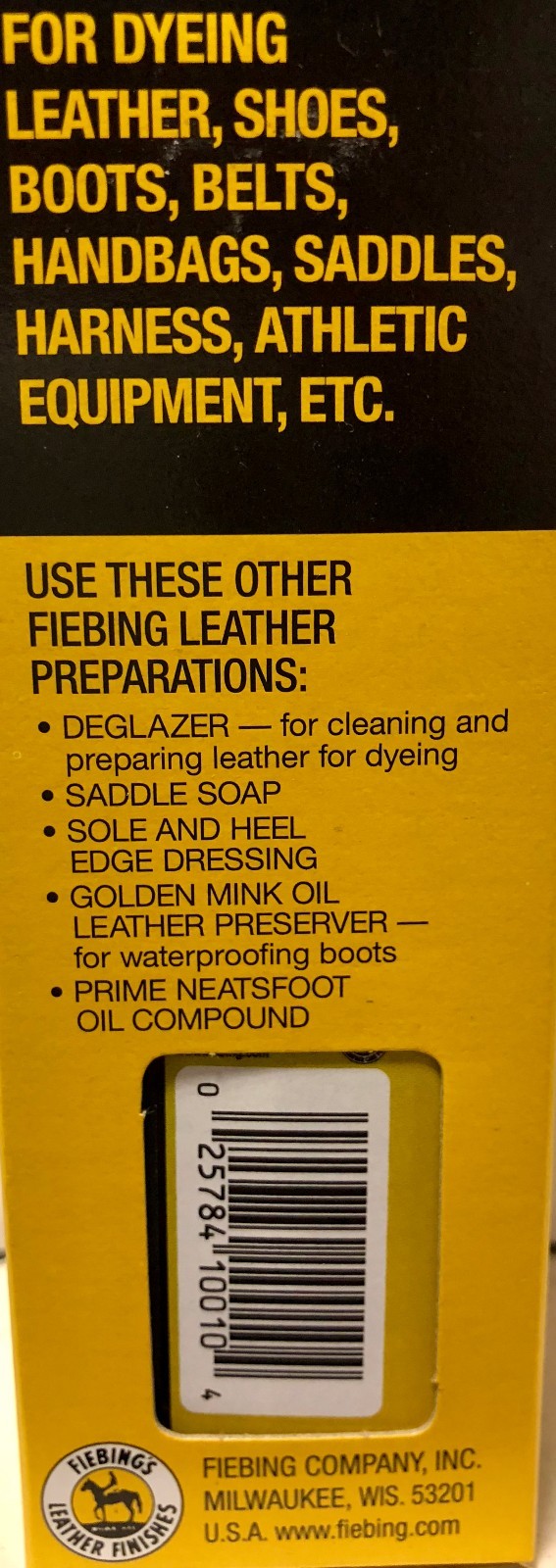 Fiebing’s Leather Dye w/ Applicator – ALL COLORS- 4 OZ |Not for CA Customers|