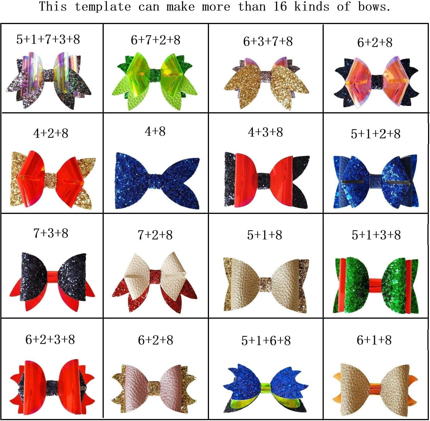 Reusable Faux Leather Bows Making Template,Plastic Cutting Stencil for DIY Ha…