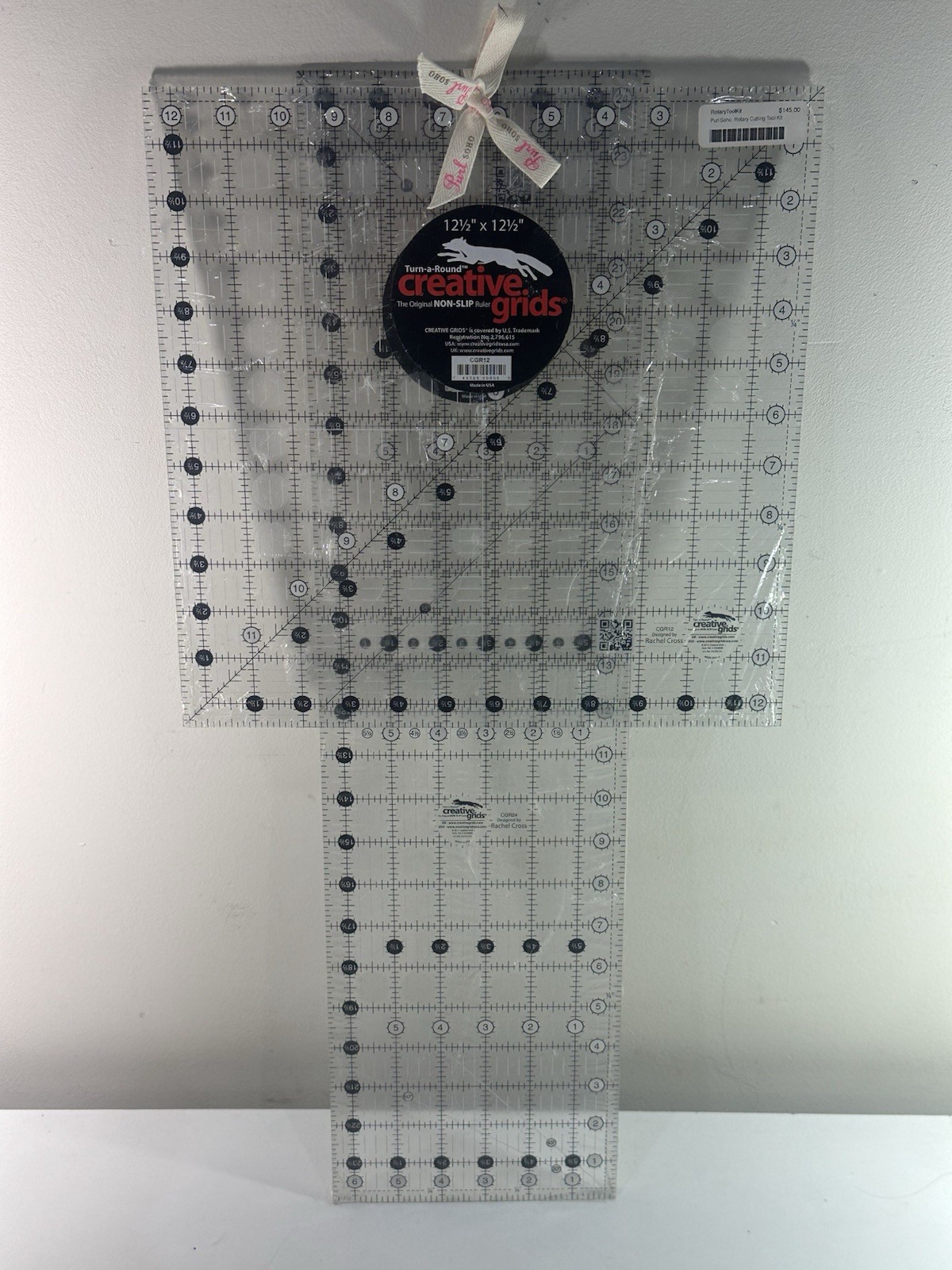 Creative Grids Quilt Ruler Lot CGR12 12.5 X 12.5 Square CGR24 6.5″ x 24.5″ Rect