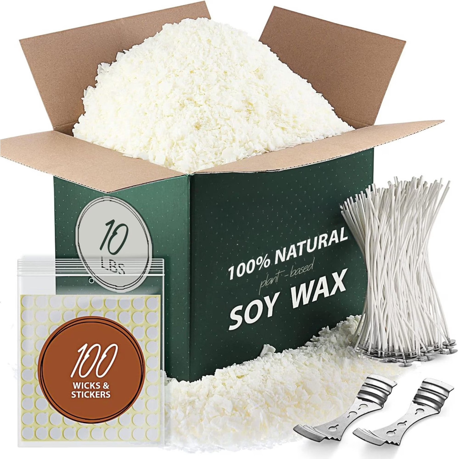 LammLoe 10 lbs Natural Soy Candle Wax Making Kit Flakes with Accessories