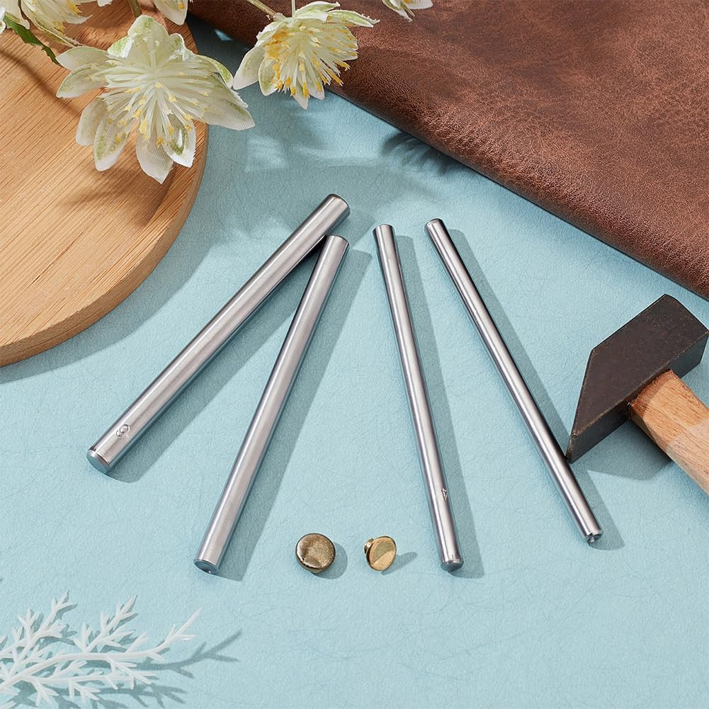 4 Pcs 4/4.9/5/6Mm in Inner Diameter Mini Steel Leather Rivet Setter Die Punch Sn