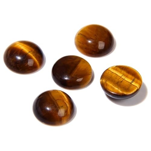 20pcs Natural Stone No Hole Semicircle Smooth Cabochons Beads 10mm Tiger Eye