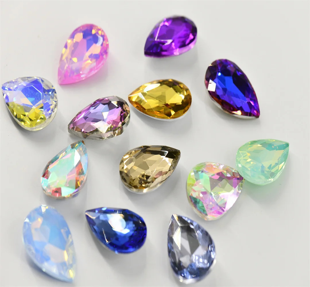 Rhinestone crystal Glass bead Pointback teardrop crafting needlework stones