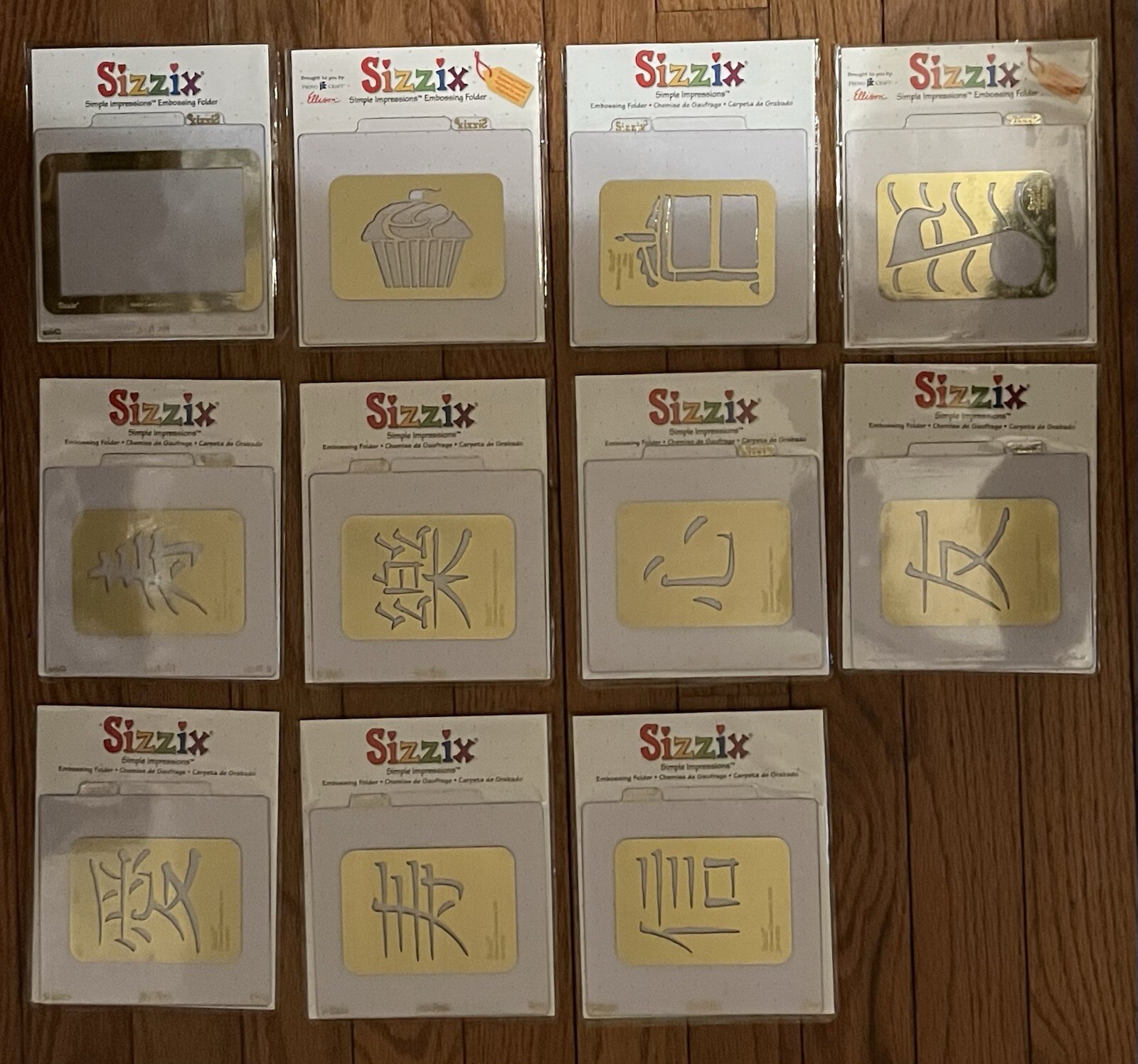 11 Sizzix Simple Impressions Embossing Folder-See “Description” for Each Stencil
