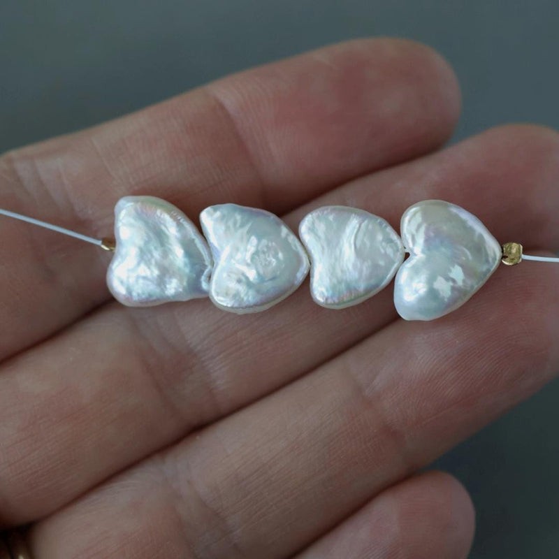 Baroque Freshwater Pearl Heart Beads10-11mm – 4 Pcs