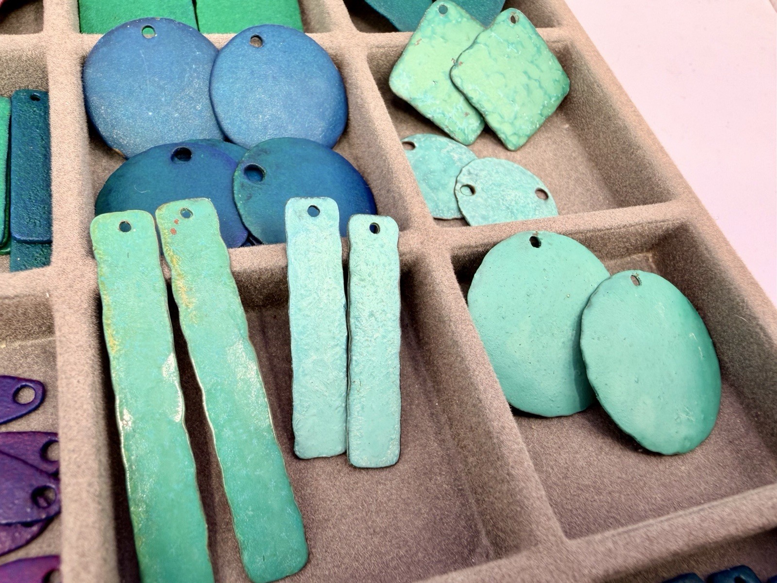 125+ Pcs Vintage Artisan Metal Enamel Pendants Charms Craft Findings Purple Blue