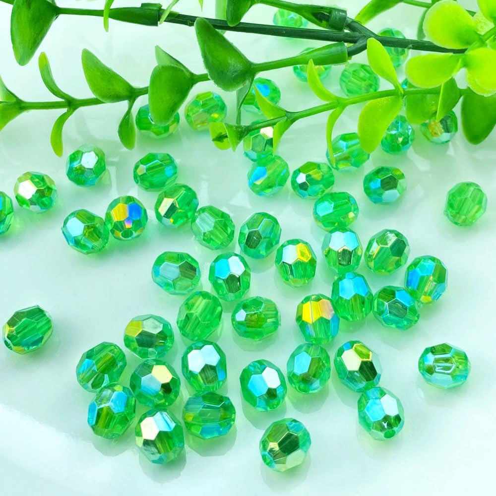 400 Pieces 8Mm Glossy Acrylic Faceted Beads AB Color Crystal round Plastic Space