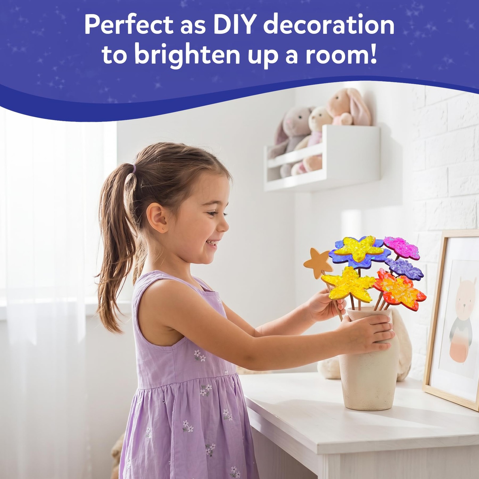 Poke-in Art Flower Bouquet DIY Wood Craft Kit Mess-Free Creative Play Ages 4-9