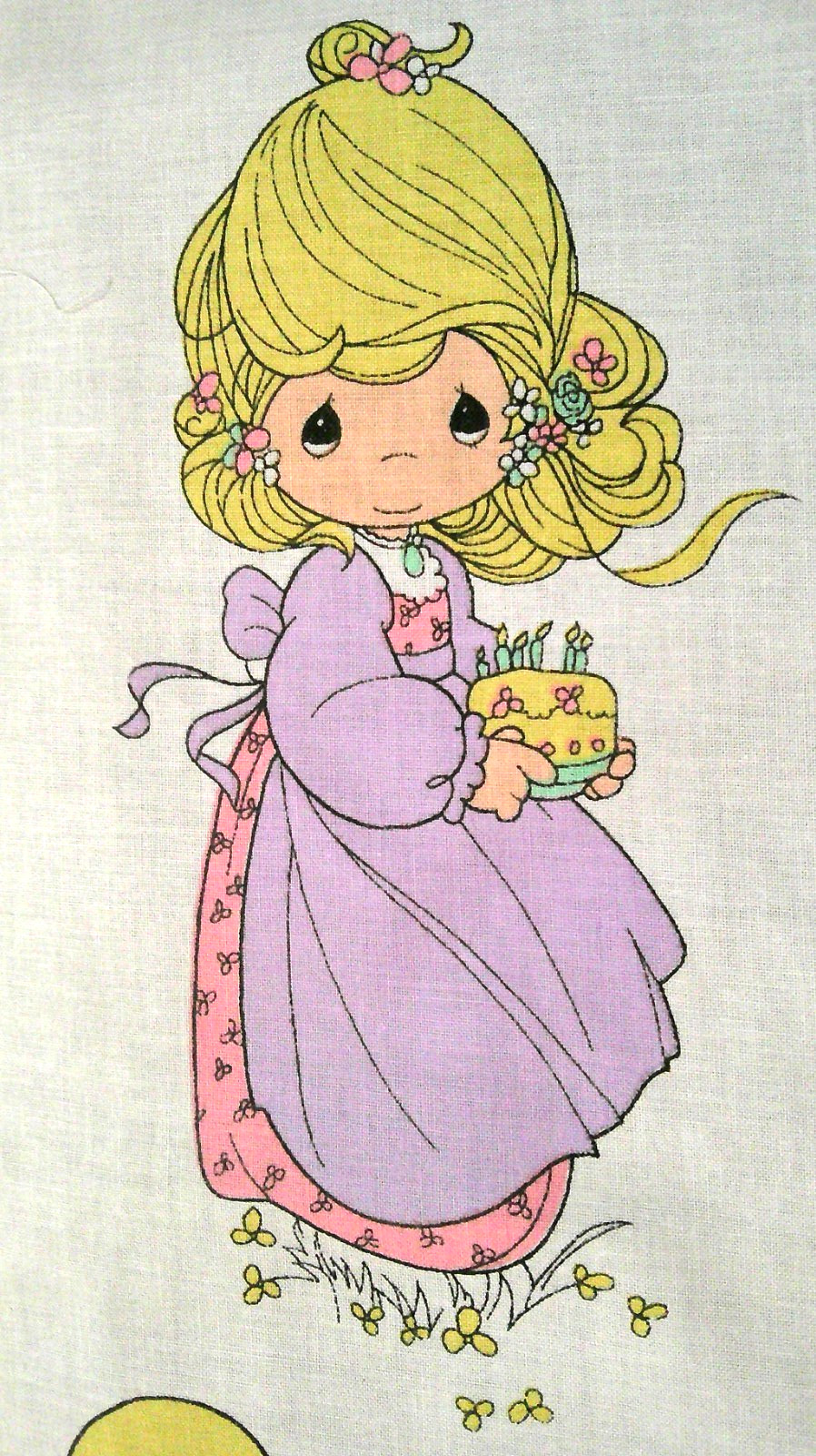 FABRIC Precious Moments “Happy Birthday” 15″ x 17″ Vintage 1993 $3.00