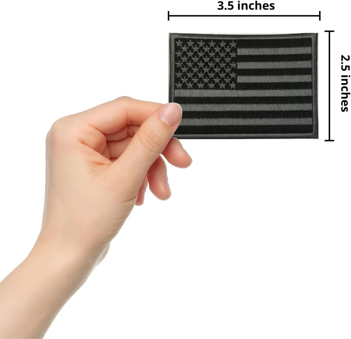 Tactical Black American Flag Patch Premium Embroidered, 3.5in – Iron On/Sew On –