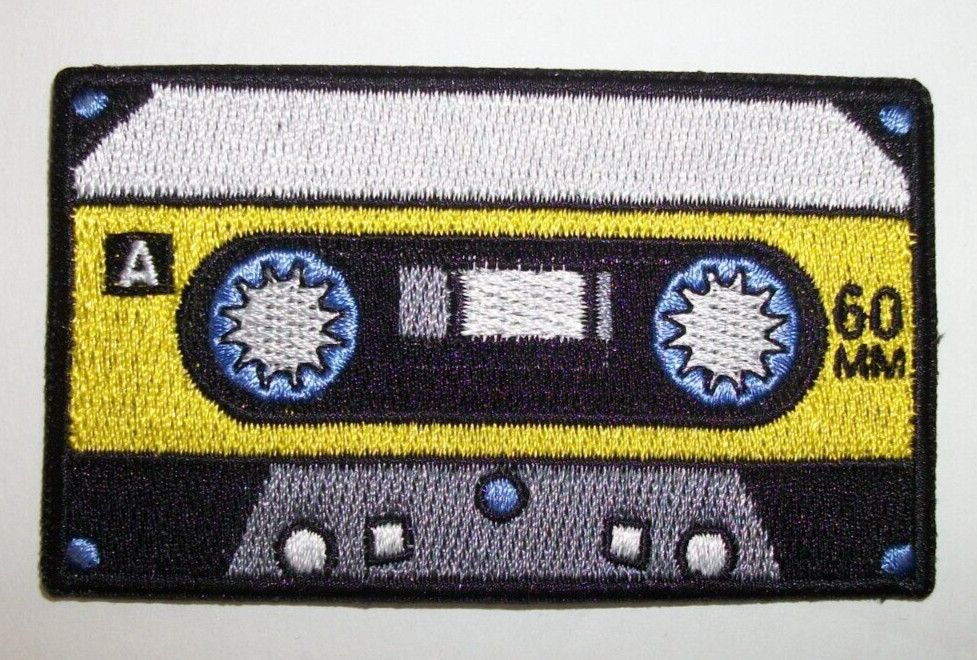 Cassette Tape~Nostalgia~PATCH~Embroidered~3 1/8″ x 1 7/8″~Iron Sew On