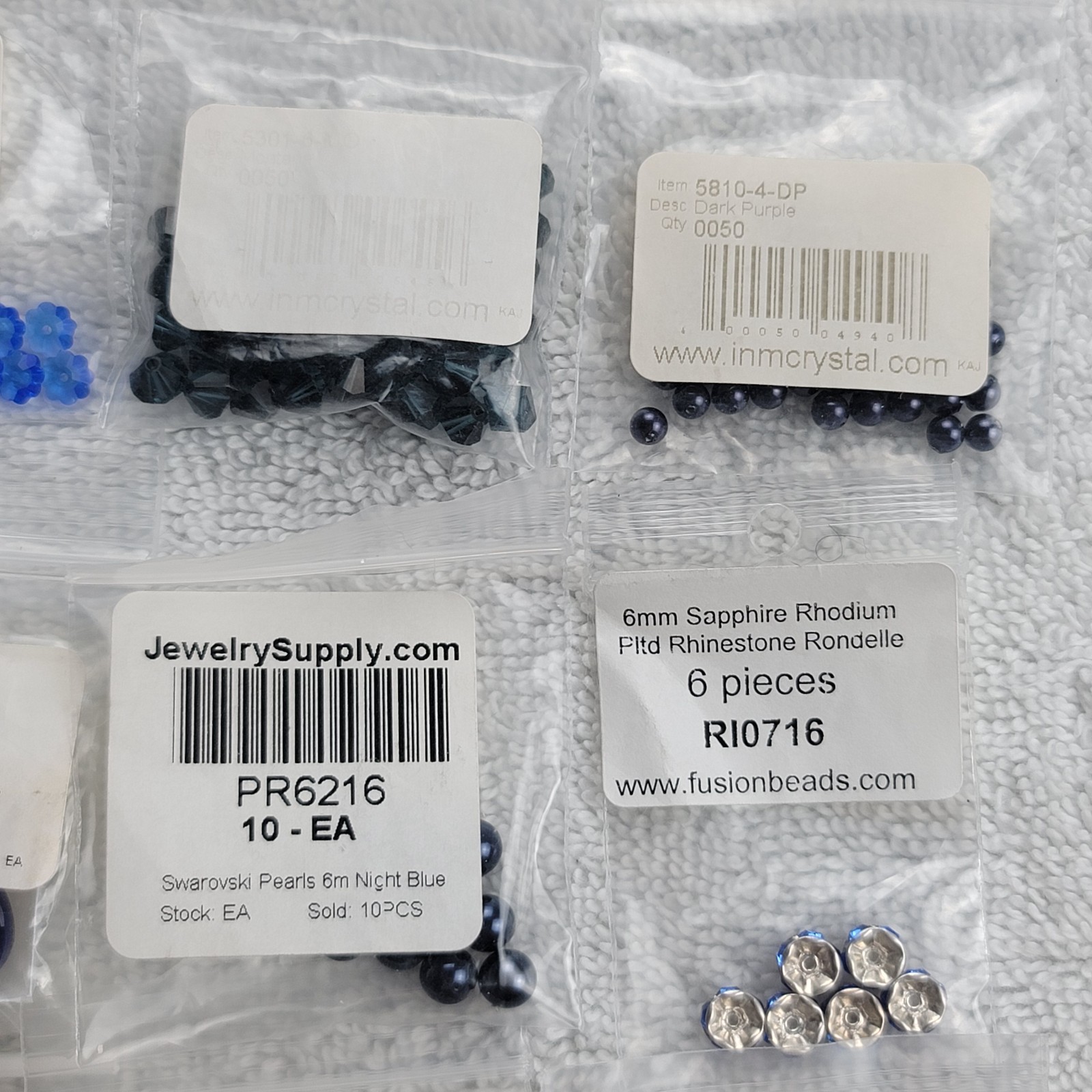 Swarovski Crystal Bead Lot Blue Sapphire AB Bicone Cube/Mixed Qty 5301 5328 5601