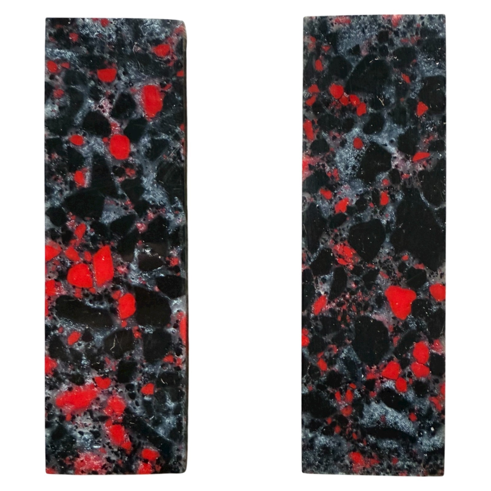 Black Red Silver Resin Knife Scale Blank Pair 5″ Acrylic Crafting Material Set
