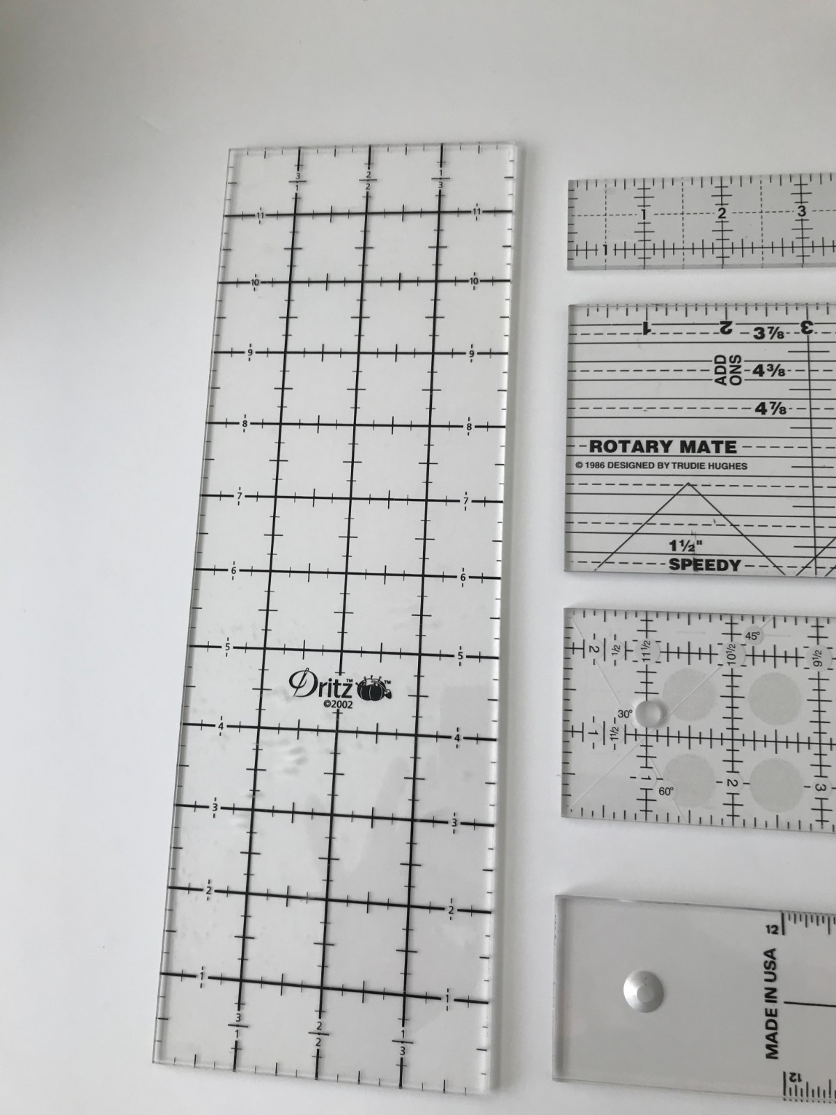 LOT of 5 Quilting Rulers OLFA, Dritz, Hang Tree Creative Grids, Rotary Mate