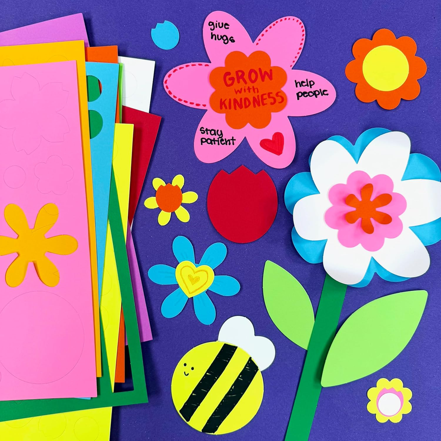 DIY Flower Cutouts Craft Kit 280 Pieces Spring Craft Paper Shapes Set
