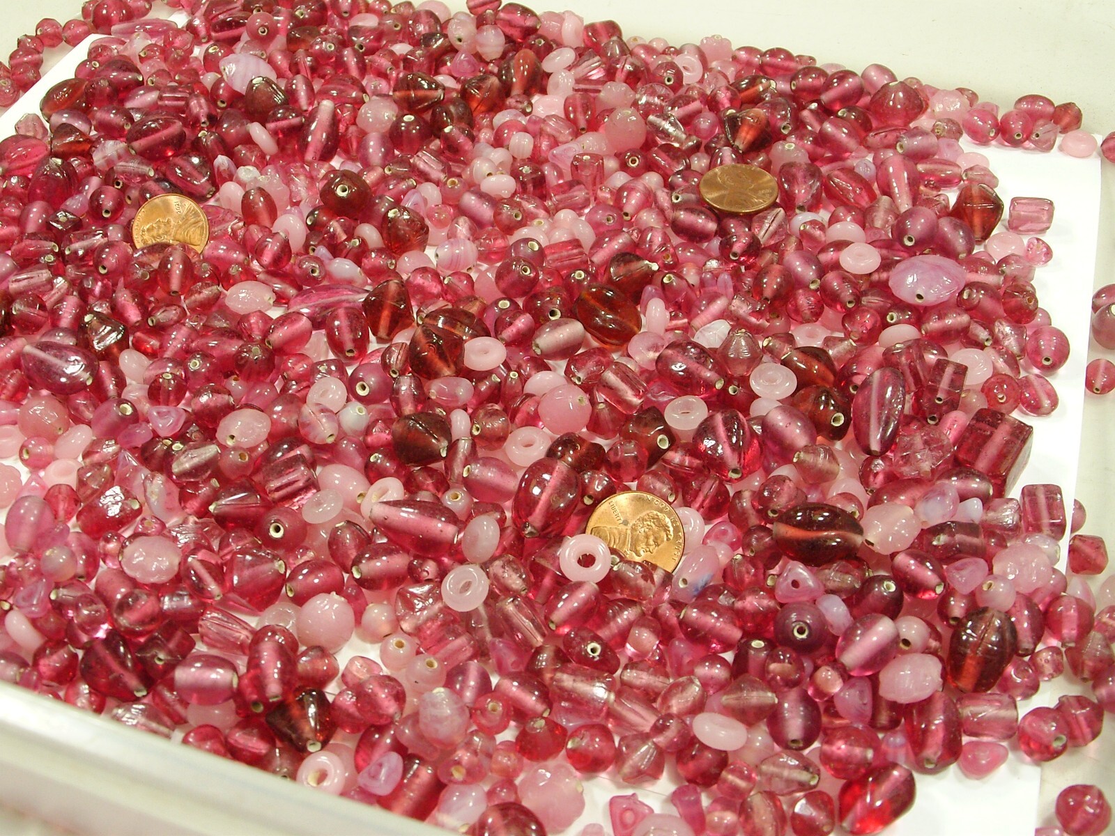 2 Pounds Assorted Shapes and Sizes India Handmade Pink Glass Beads Bulk (GV-3B)