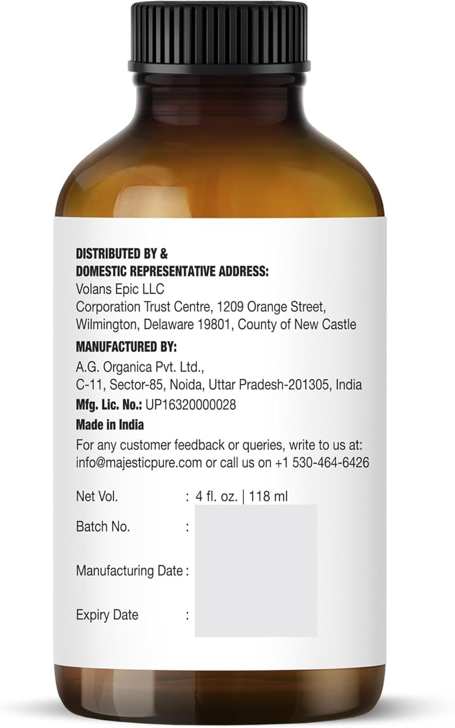 Majestic Pure Essential Oil with 4 Fl Oz (Pack of 1), Clear Or Colorless