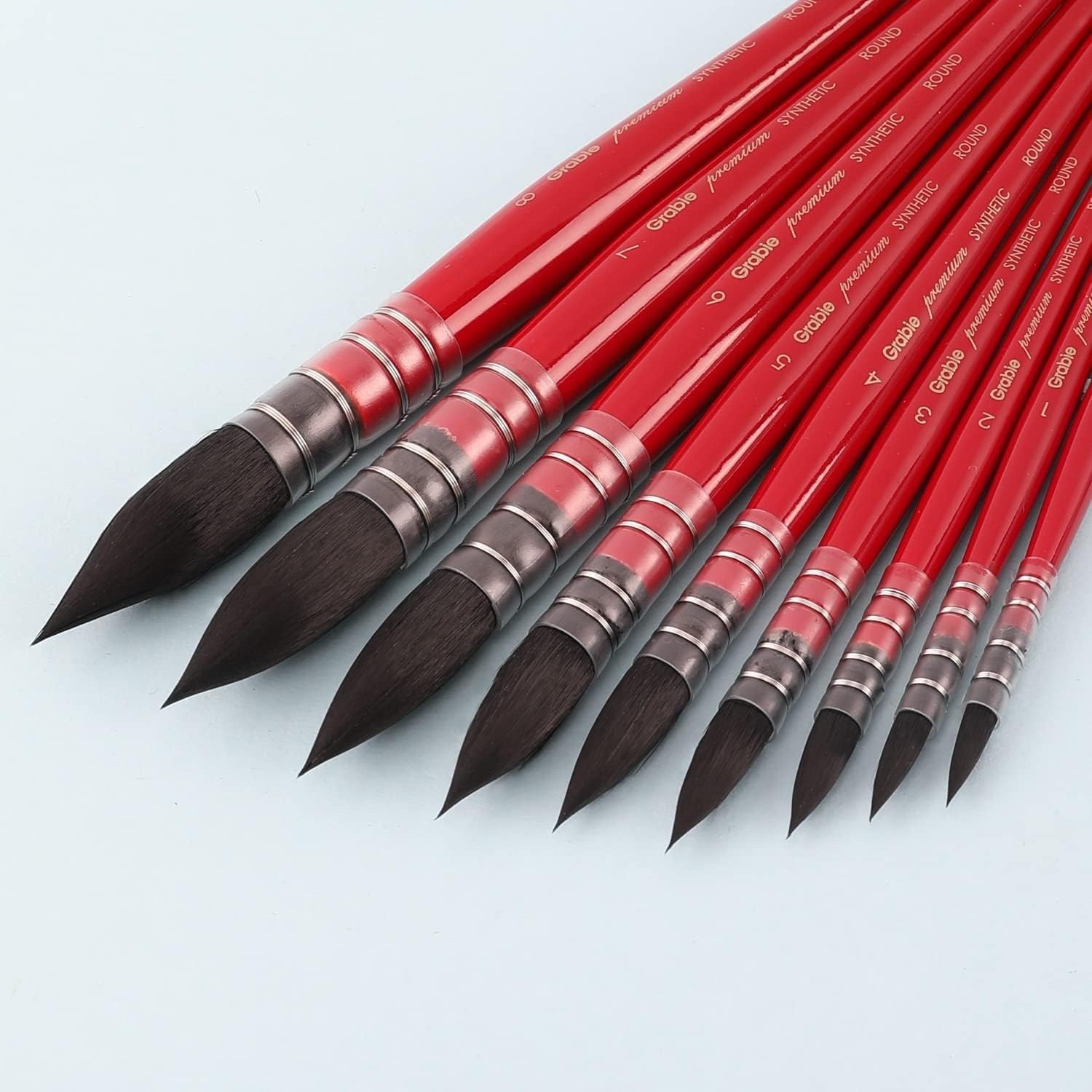 9 Pcs Professional Watercolor Synthetic Squirrel Hair Mop Paint Brushes Sz 0-8