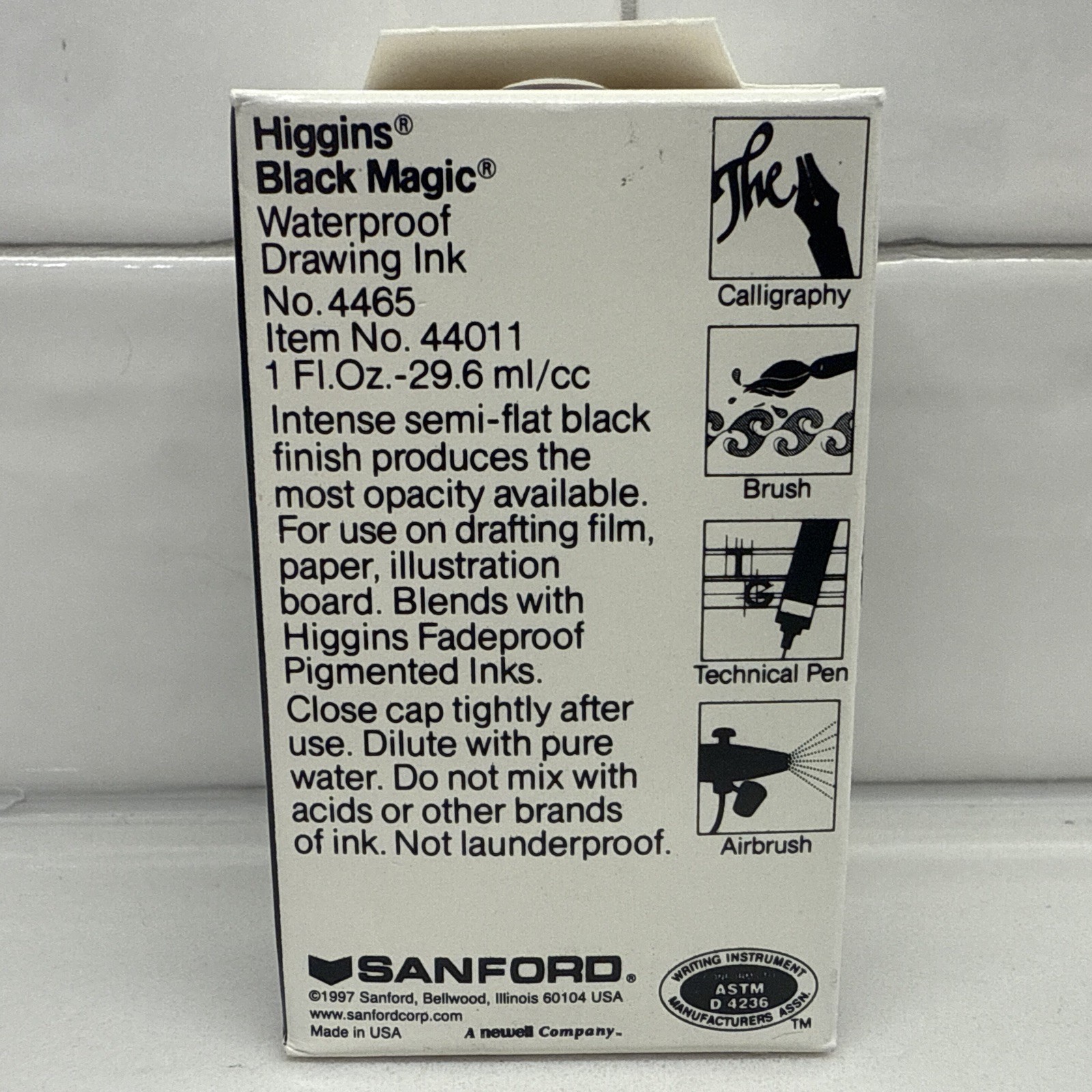 Higgins Black Magic Waterproof Drawing Ink 4465 1oz Black Calligraphy USA