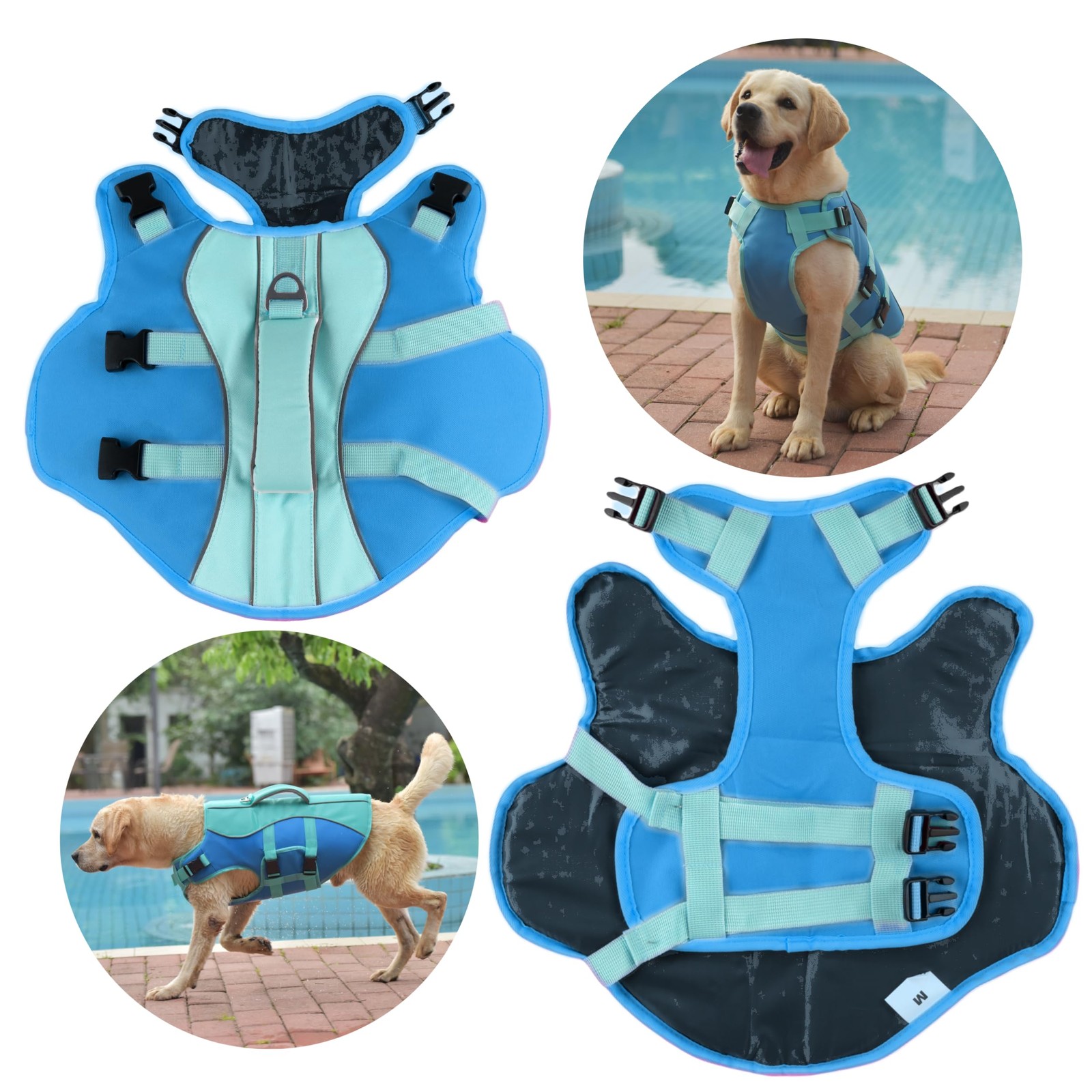 PETDSH Dog Life Jacket Large High Flotation Reflective Vest Rescue Handle