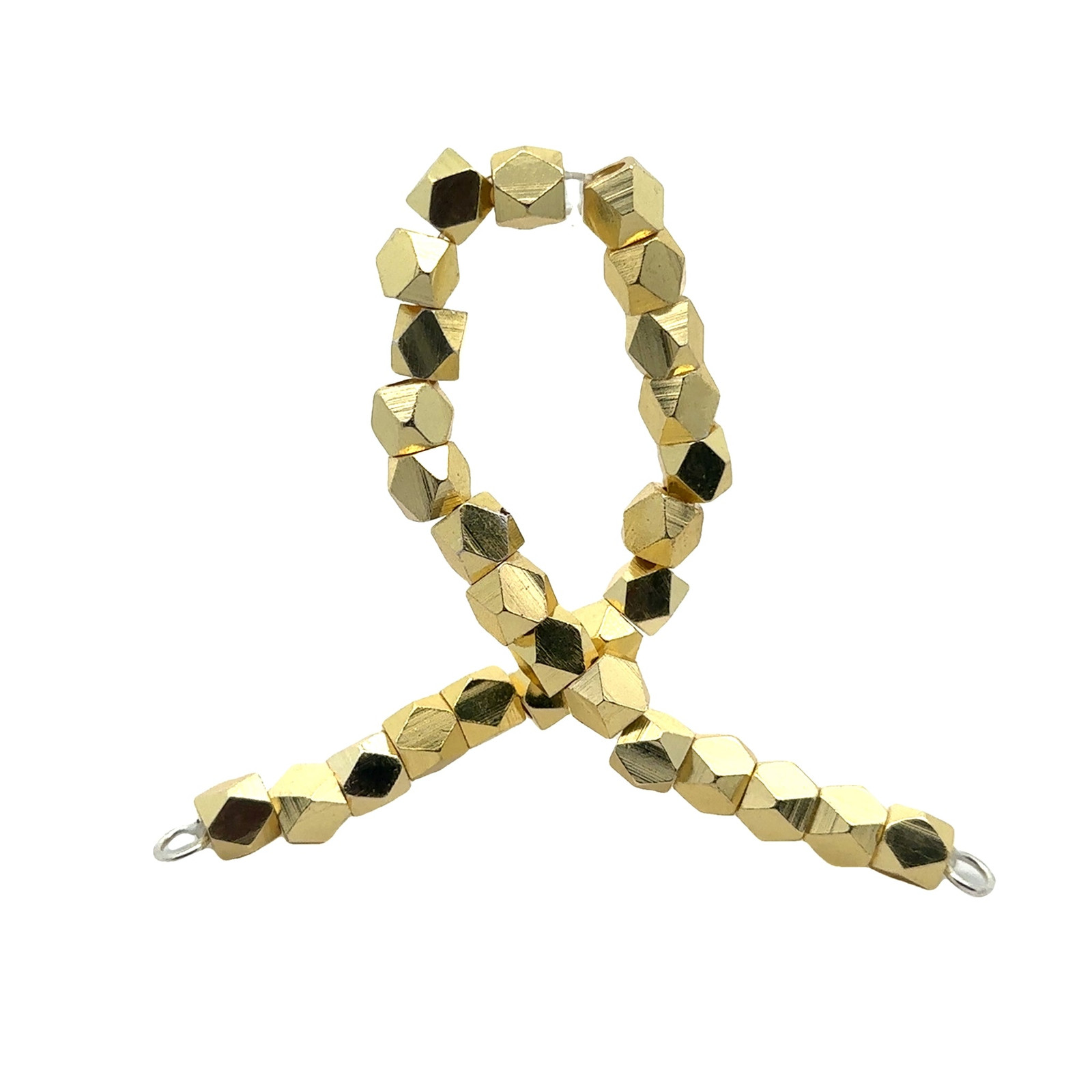 One Strand of Brass Nuggets, Brushed Finish, Choice of 3 Colors (Gold Finish, Si