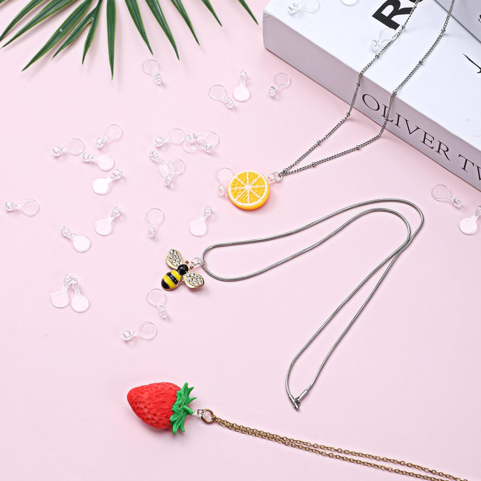 Jxiwfvl 200 PCS Glue on Pendant 16*8*2mm/0.63*0.32*0.79inch, Transparent