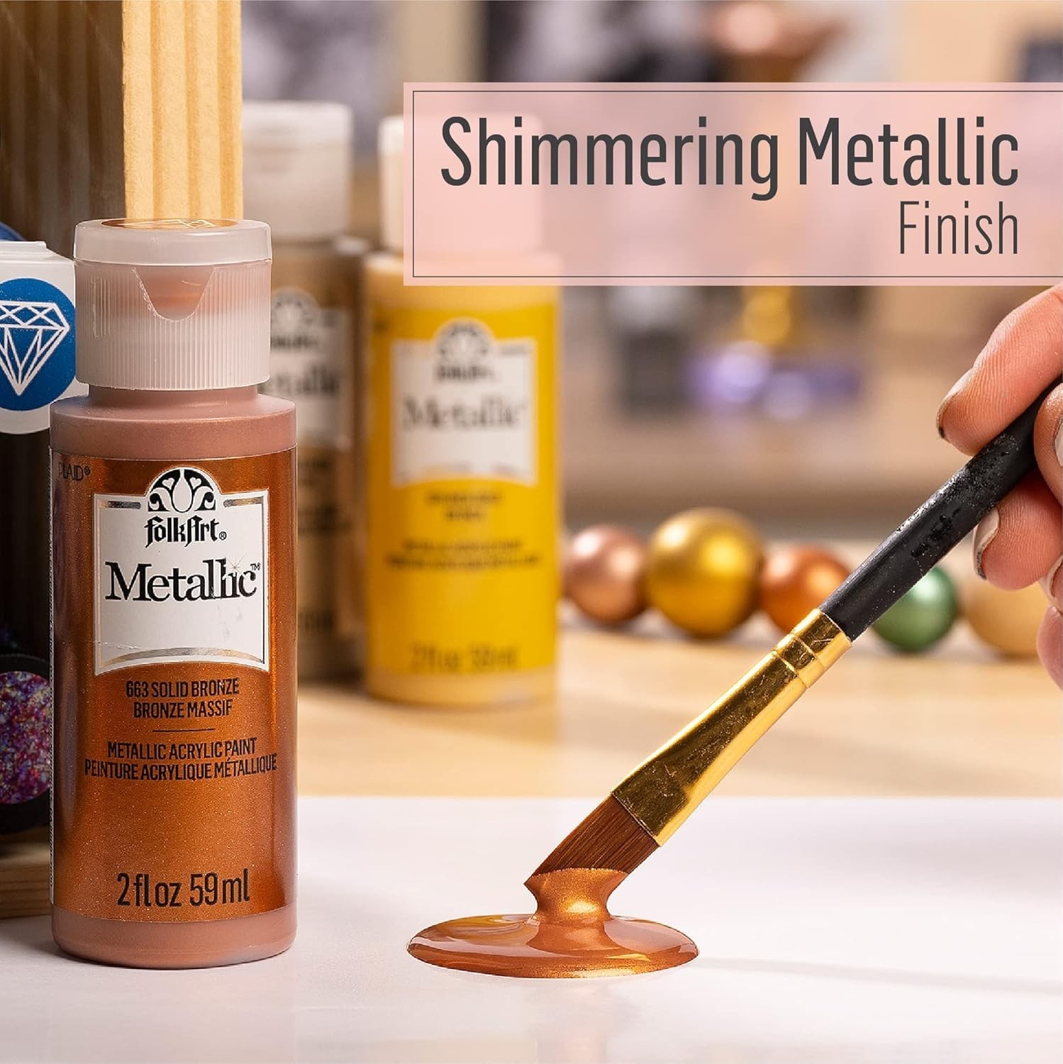 American-Made 2 oz Non-Toxic Metallic Paint in Sahara Gold – For All Surfaces