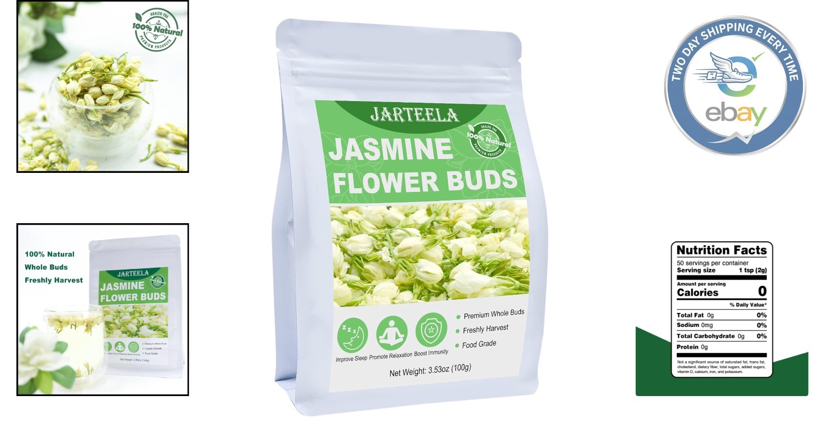 Natural Whole Dried Jasmine Flowers 100g – Edible & Versatile for Tea and Crafts