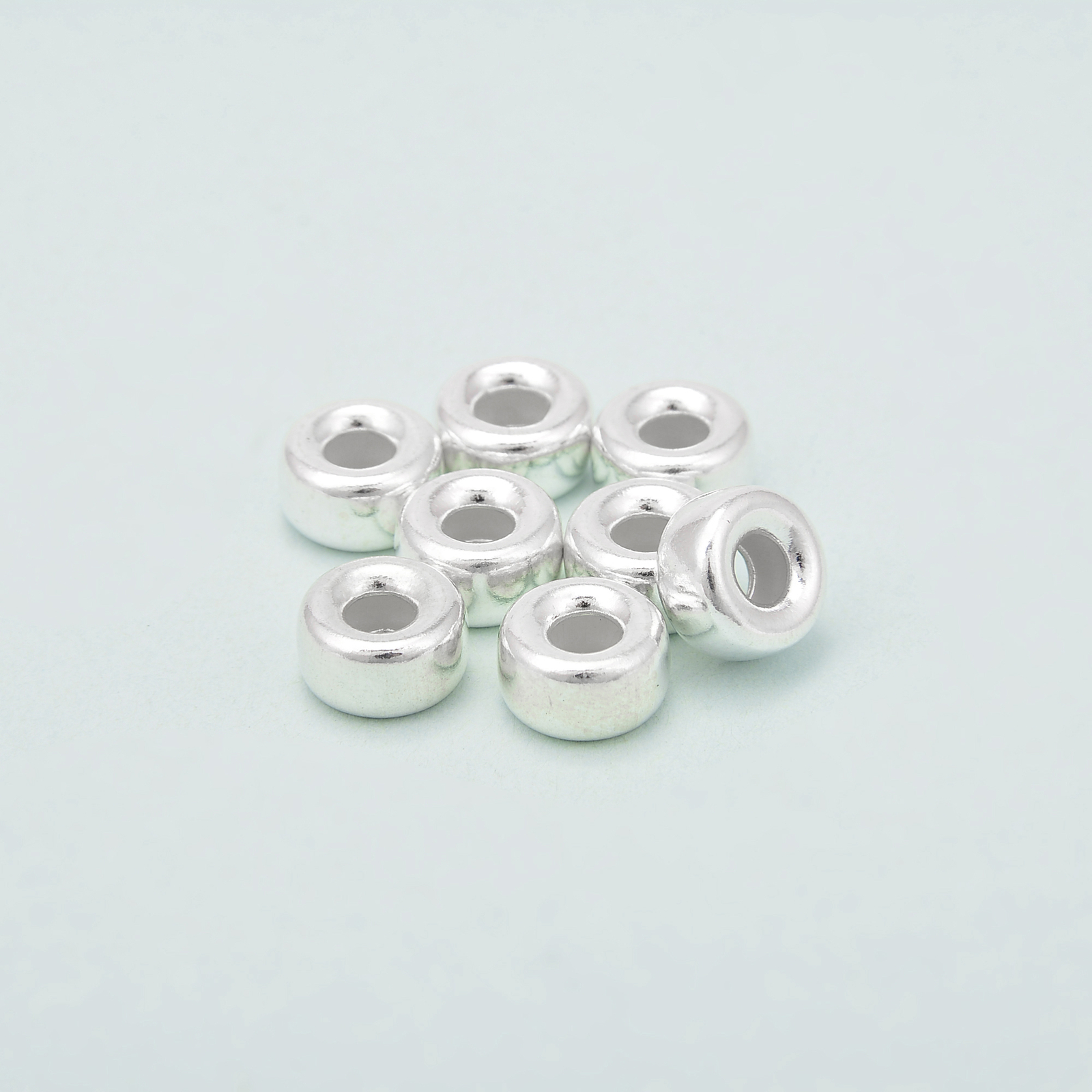 925 Sterling Silver Large Hole Rondelle Beads Sizes 1x3mm -6x10mm Sold by Bag