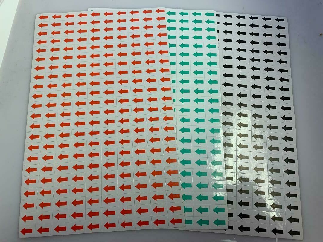 Green Red Black Small Arrow Self Adhesive Stickers Labels 1/2 “x 3/8 “