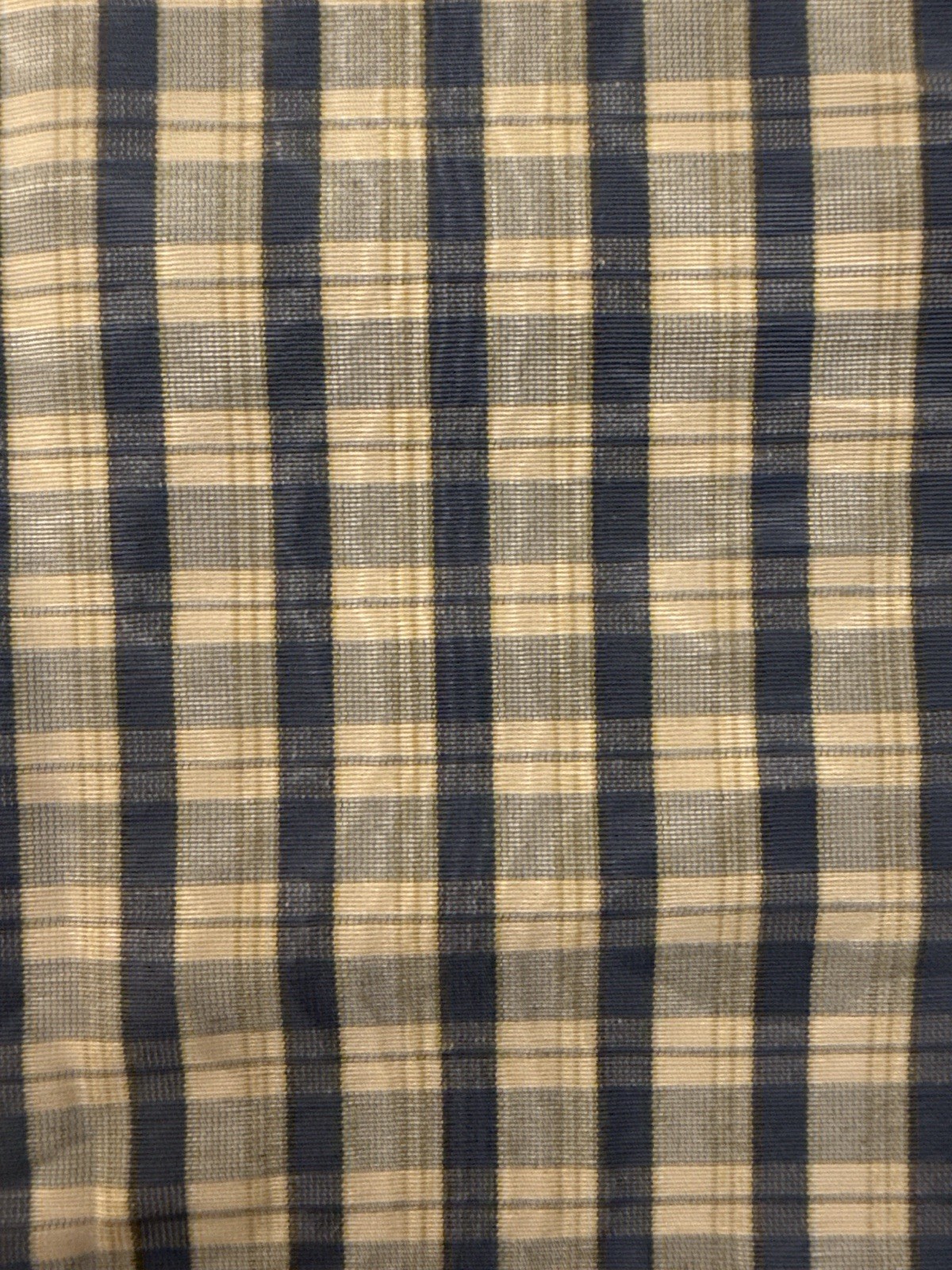 Vtg Indoor Outdoor Water Resistant 70s Style Blue Plaid Upholstery Fabric 5+Yd