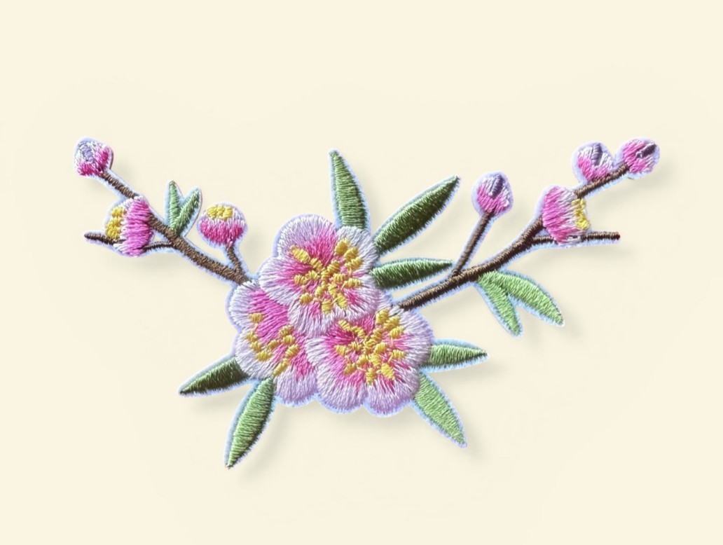 Embroidered Flower iron on patch applique 4 x 2+1/4 inch FREE SHIPPING