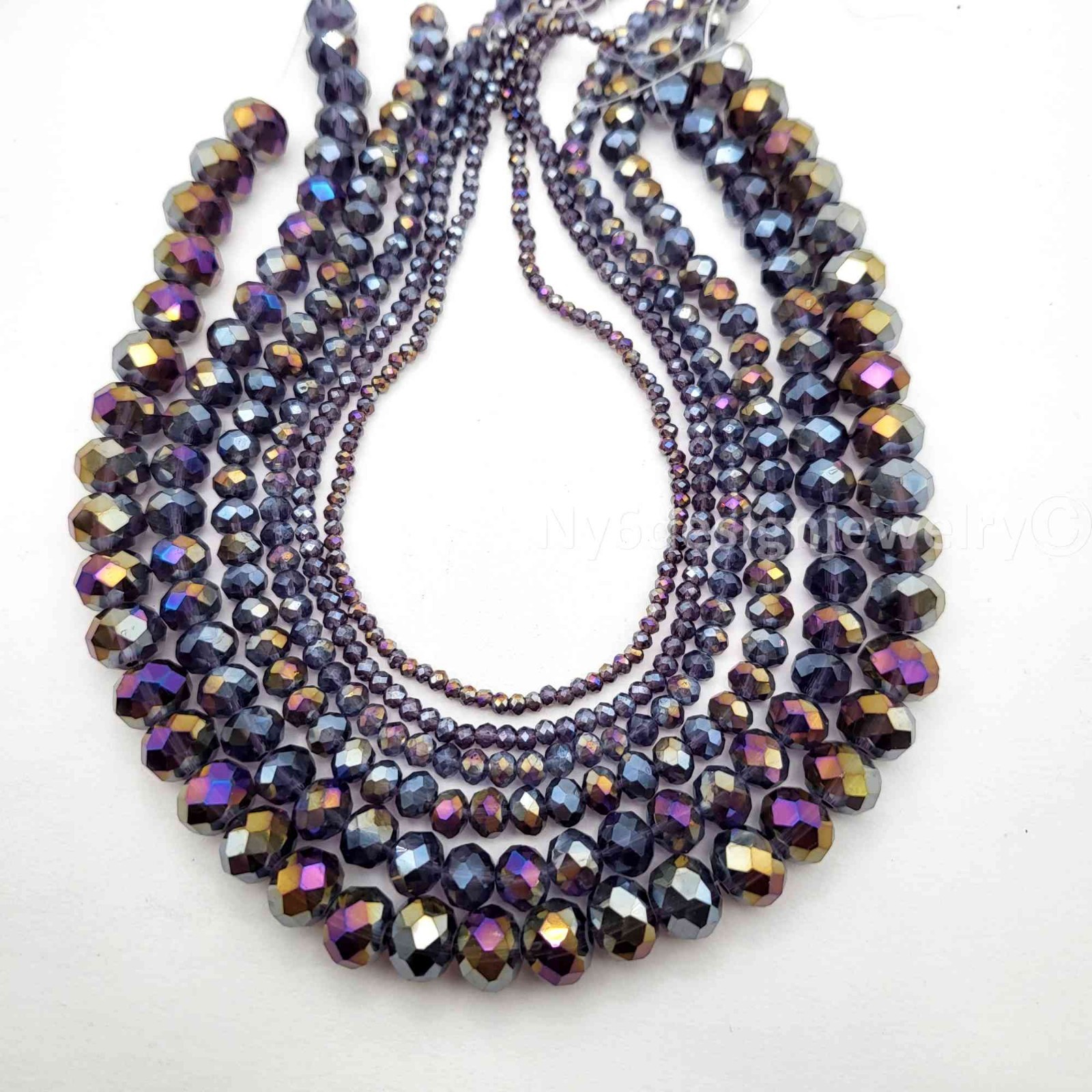 Purple AB Crystal Faceted Rondelles Bead Jewelry Making Supplies 11″ Strand
