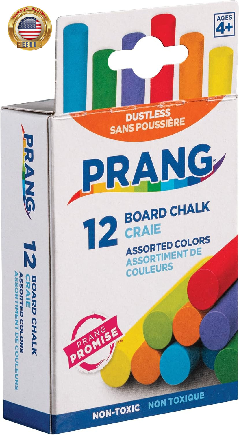 Board Chalk, Assorted Colors, 12 Count | Chalkboard Chalk, Scratch Free, Smooth