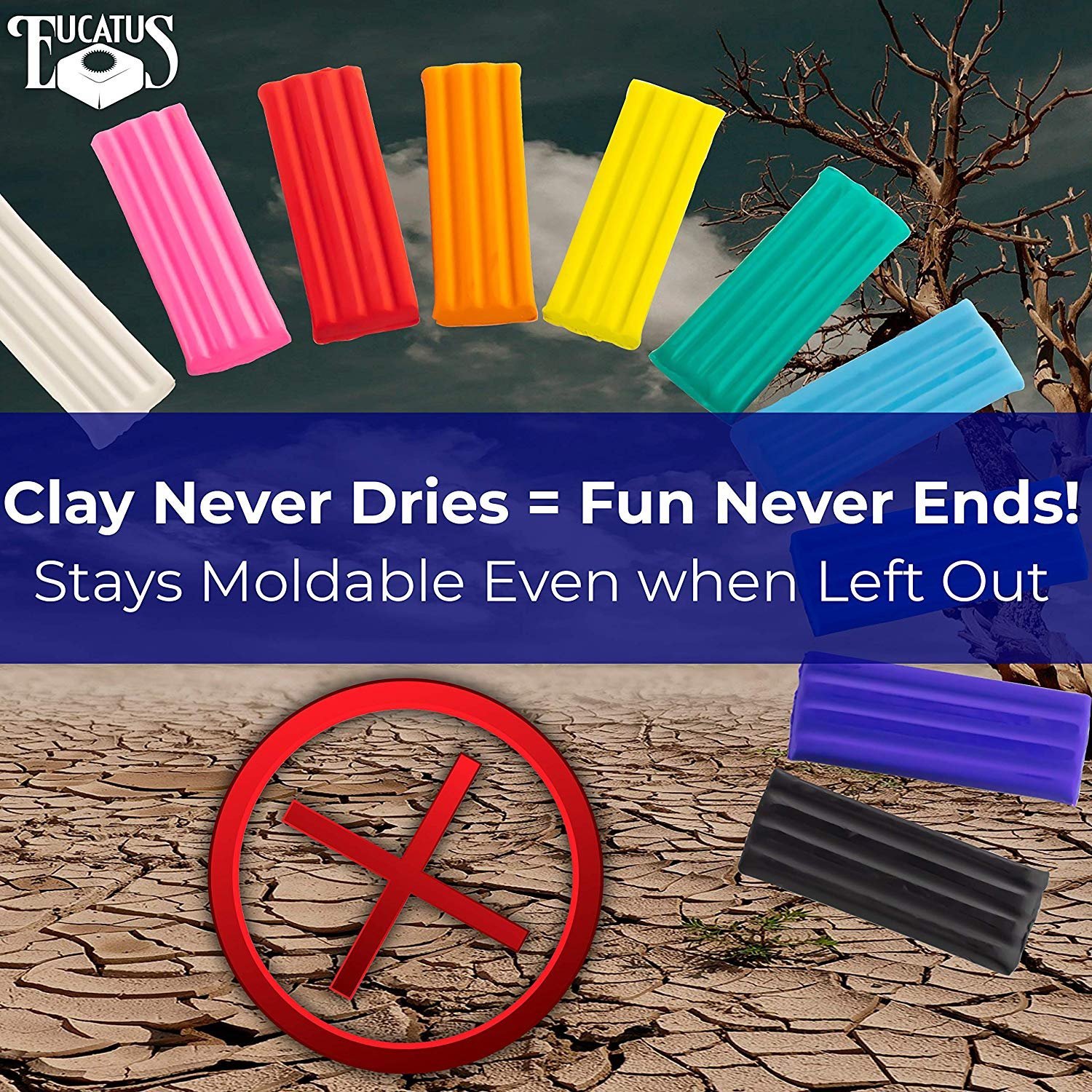 [10 Pc] Non-Toxic Rainbow Modelling Clay for Kids Sculpting & Crafts by Eucatus