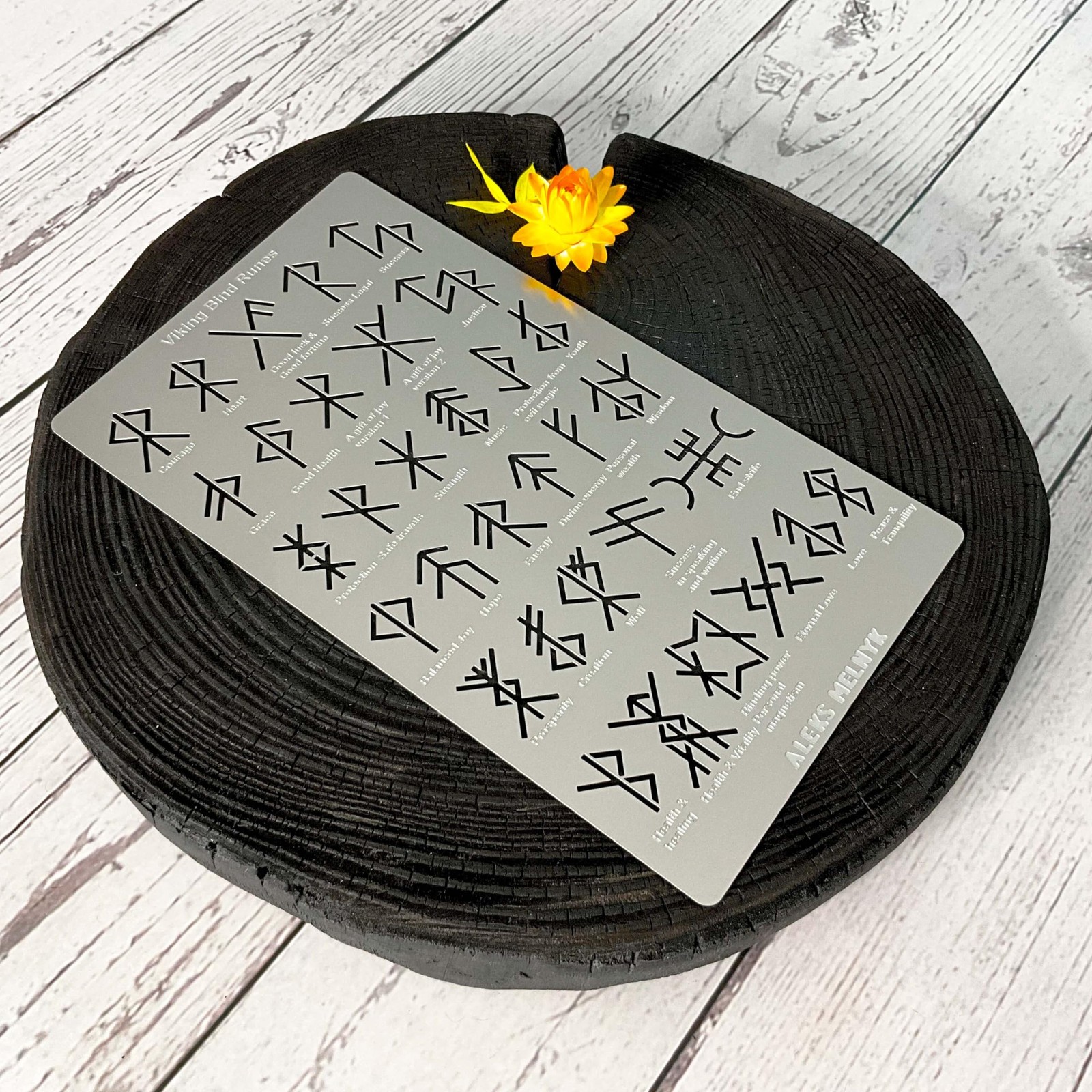 Aleks Melnyk No.412 Metal Stencil, Viking Bind Runes Generator, 4 x 7 inch