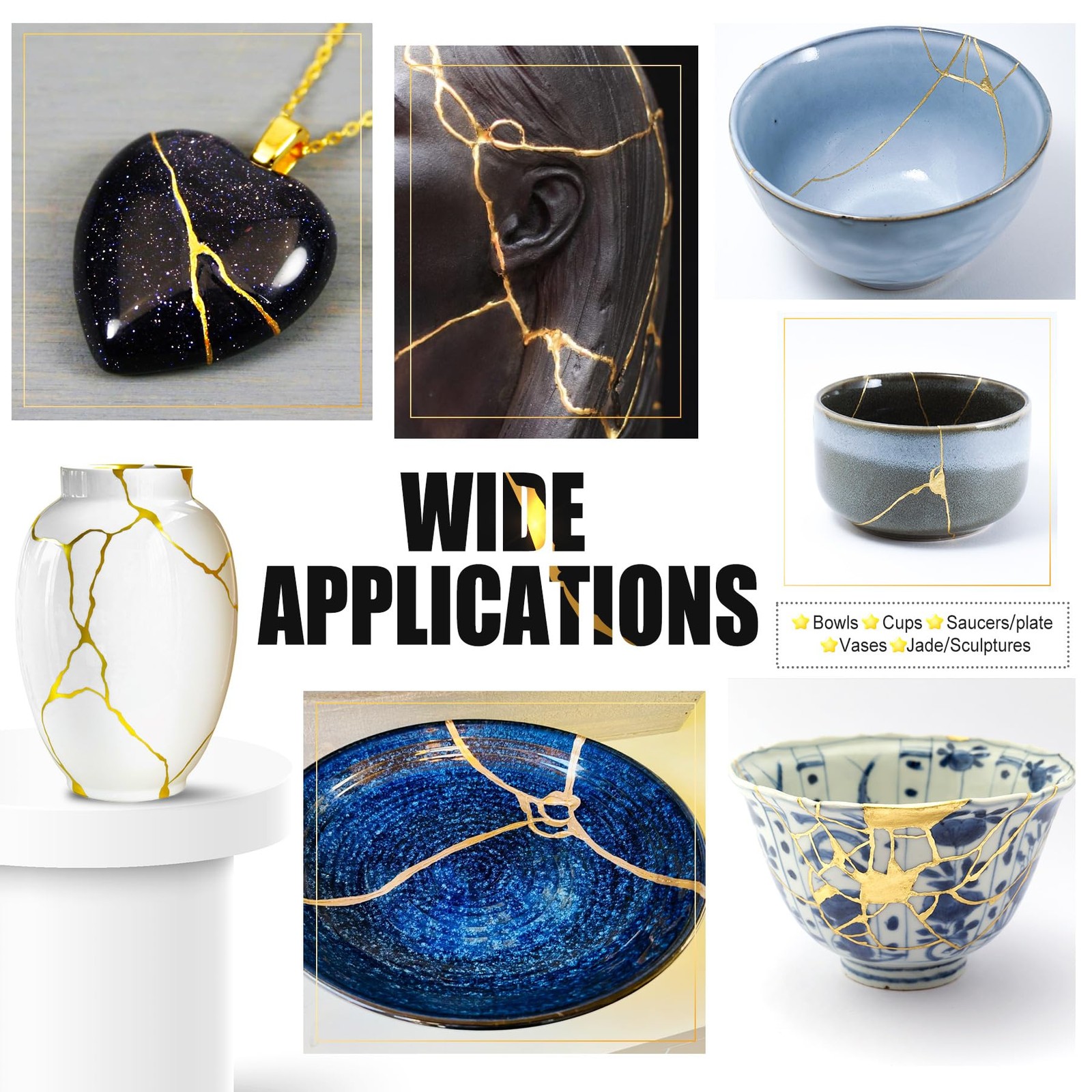 Kintsugi Repair Kit – Food Safe Kintsugi Kit Repairs Broken Ceramics, Glass, …