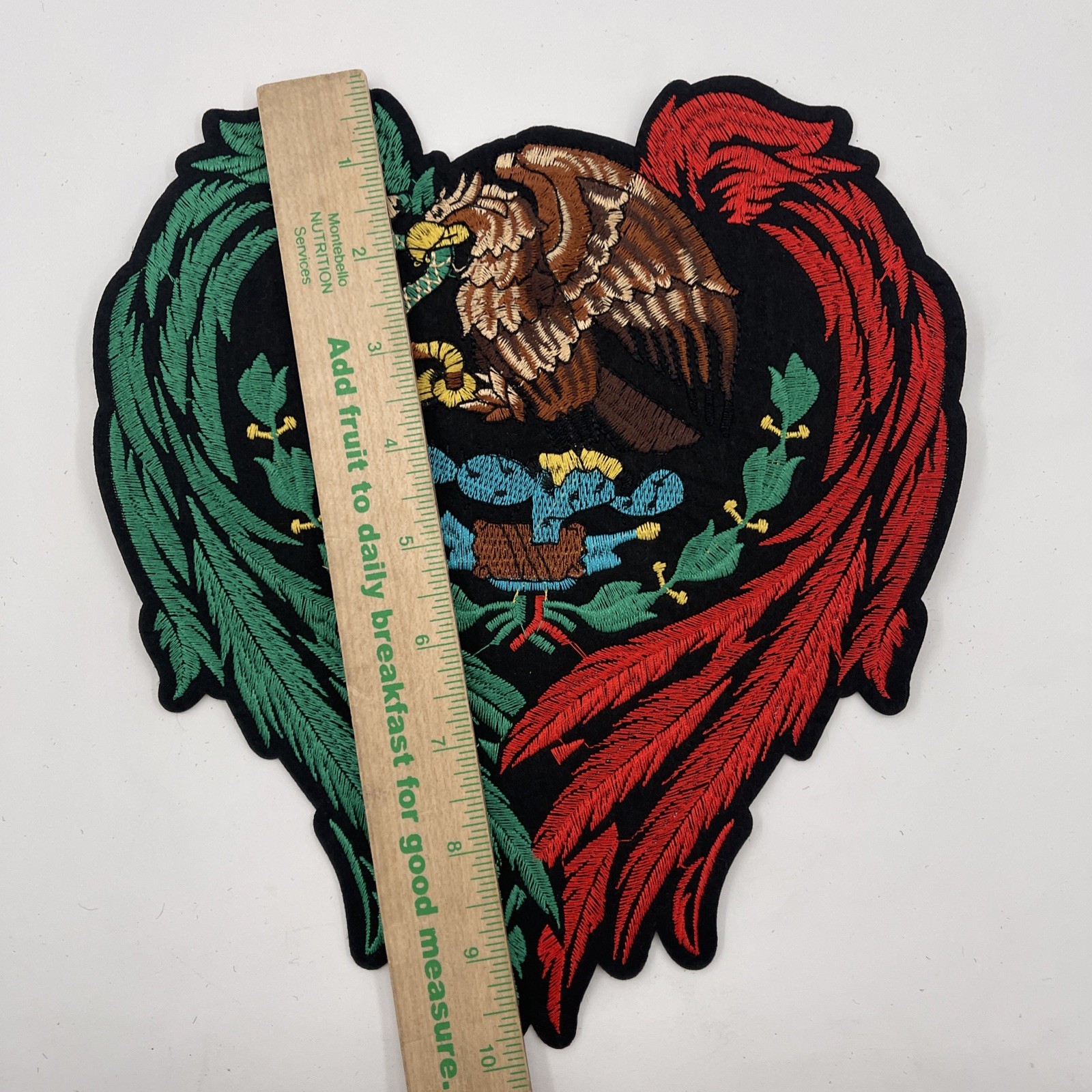 Mexico Coat Of Arms Eagle Wings Logo Large Patch: Iron On, Embroidered, 10” X 9”