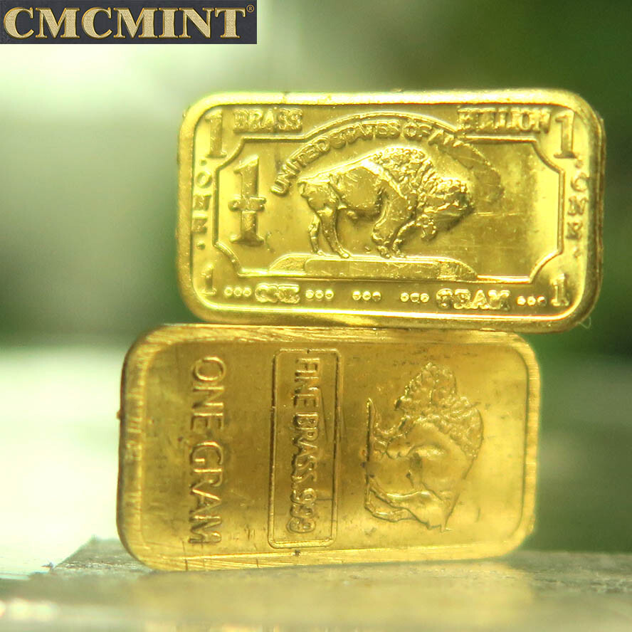 1 gram solid pure Brass buffalo bar, 10pcs/lot, free shipping to worldwide