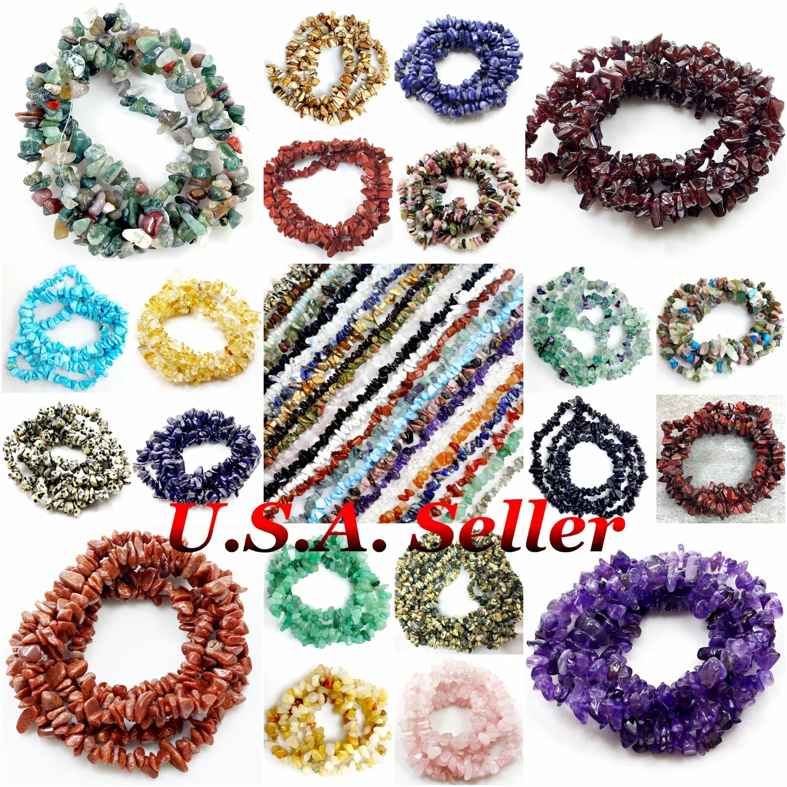 Natural Gemstone Chips Nugget Freeform Loose Bead 32″ Chip Pebble Jewelry