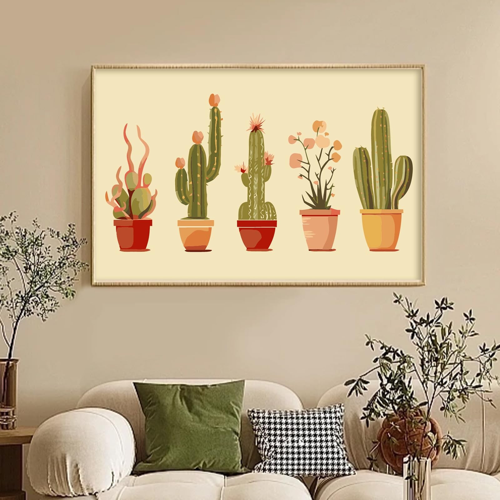 Framed Paint by Numbers Kit for Adults Beginner & Kids Ages 10-13, Cactus Easy P
