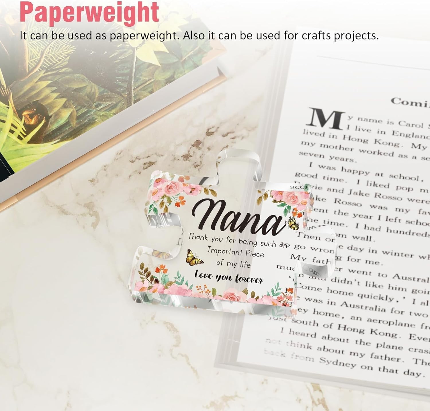 Elegant Pink Acrylic Puzzle Decorations for Nana – 3.9 x 3.3 inch Keepsake