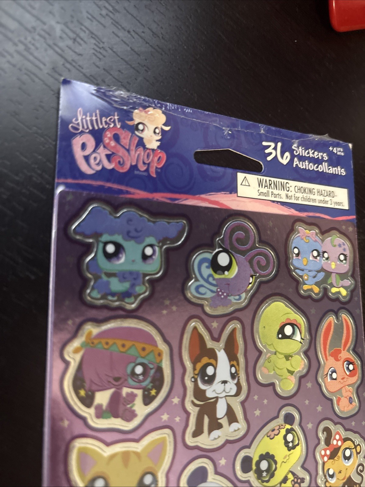 Sealed Pack 2010 Littlest Pet Shop Stickers – Purple Foil- 2 Sheets